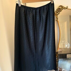 Vintage Silhouette Black Satin Slip Skirt